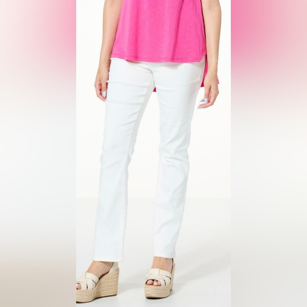 DG2 by Diane Gilman White Straight Leg Ankle Jeans Zipper Closure Summer 8P